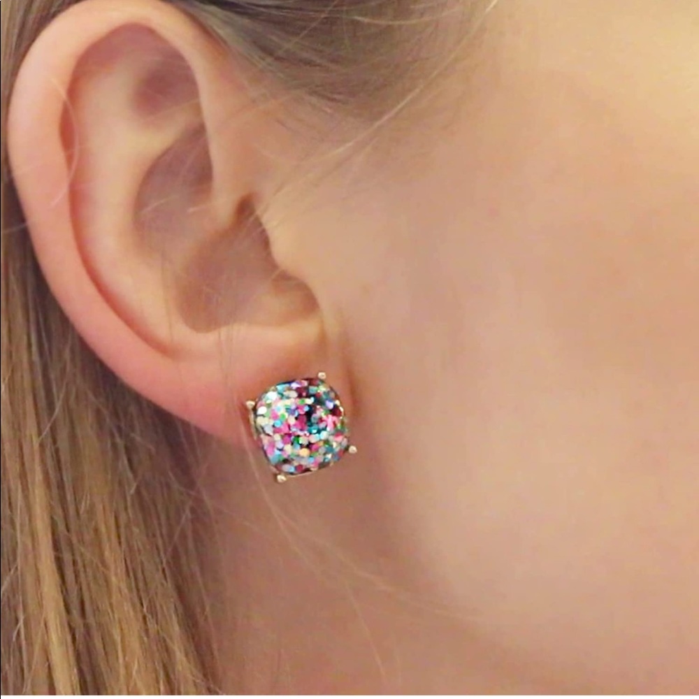 NEW Confetti Rainbow Large Square Stud Earrings